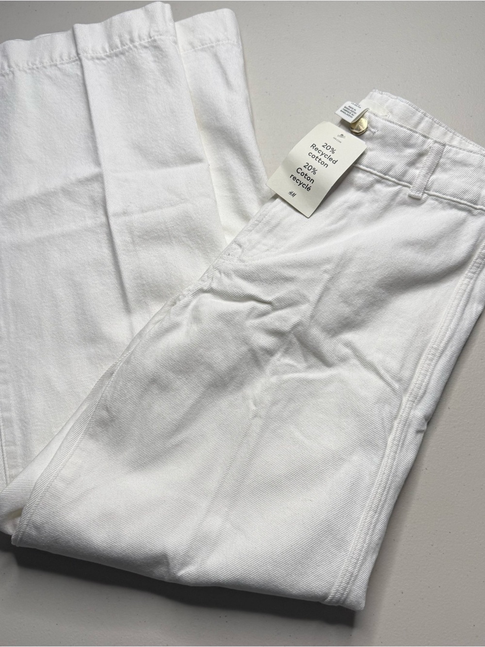 NWT H&M High Rise Wide Leg Pants Womens Size 6 White Denim